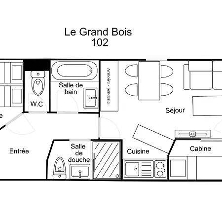 Confortable 2 Pieces + Cabine, Skis Aux Pieds, 5/6 Pers. - Fr-1-182a-4 *