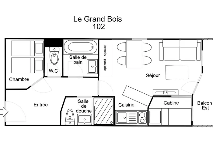 Confortable 2 Pieces + Cabine, Skis Aux Pieds, 5/6 Pers. - Fr-1-182a-4 *