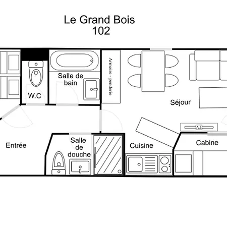 Confortable 2 Pieces + Cabine, Skis Aux Pieds, 5/6 Pers. - Fr-1-182a-4 Apartamento